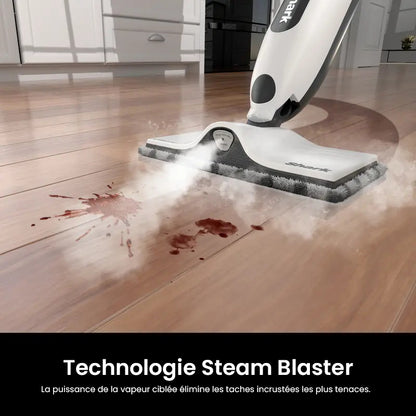 Balai vapeur Shark SteamSpot avec Steam Blaster – Blanc
