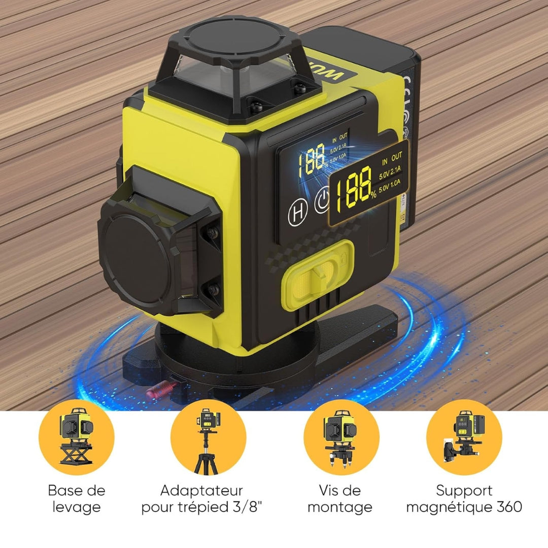 Niveau laser 4D 360° à nivellement automatique