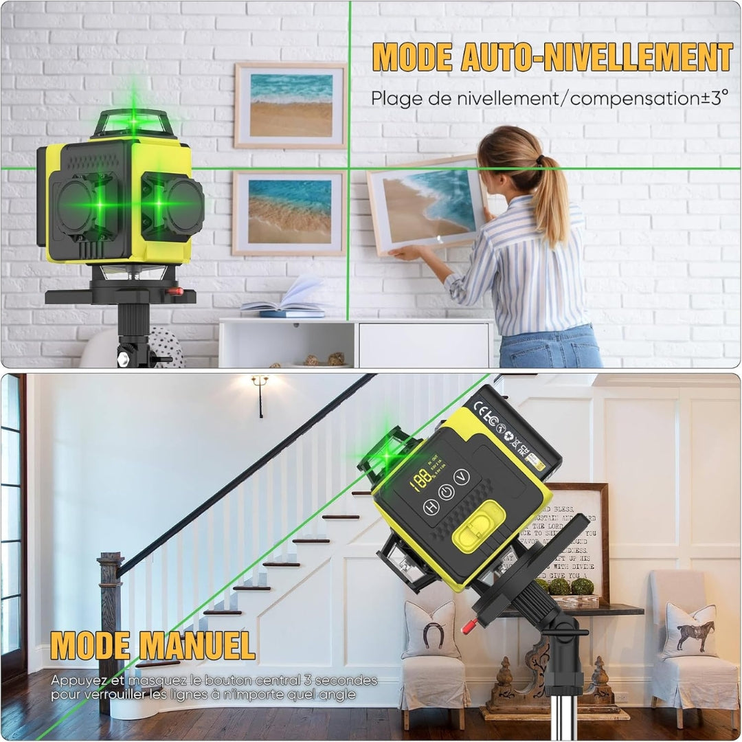 Niveau laser 4D 360° à nivellement automatique
