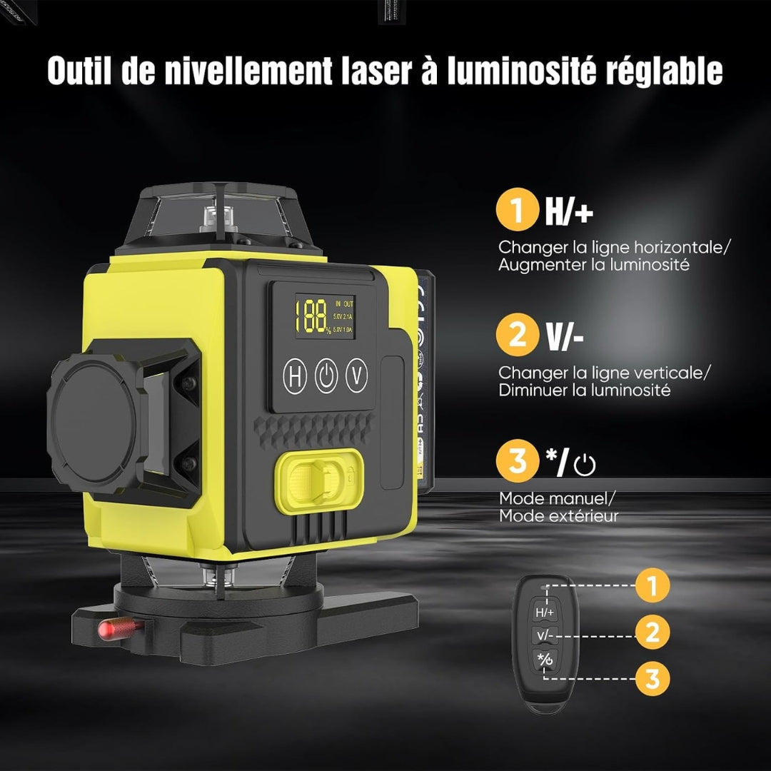 Niveau laser 4D 360° à nivellement automatique
