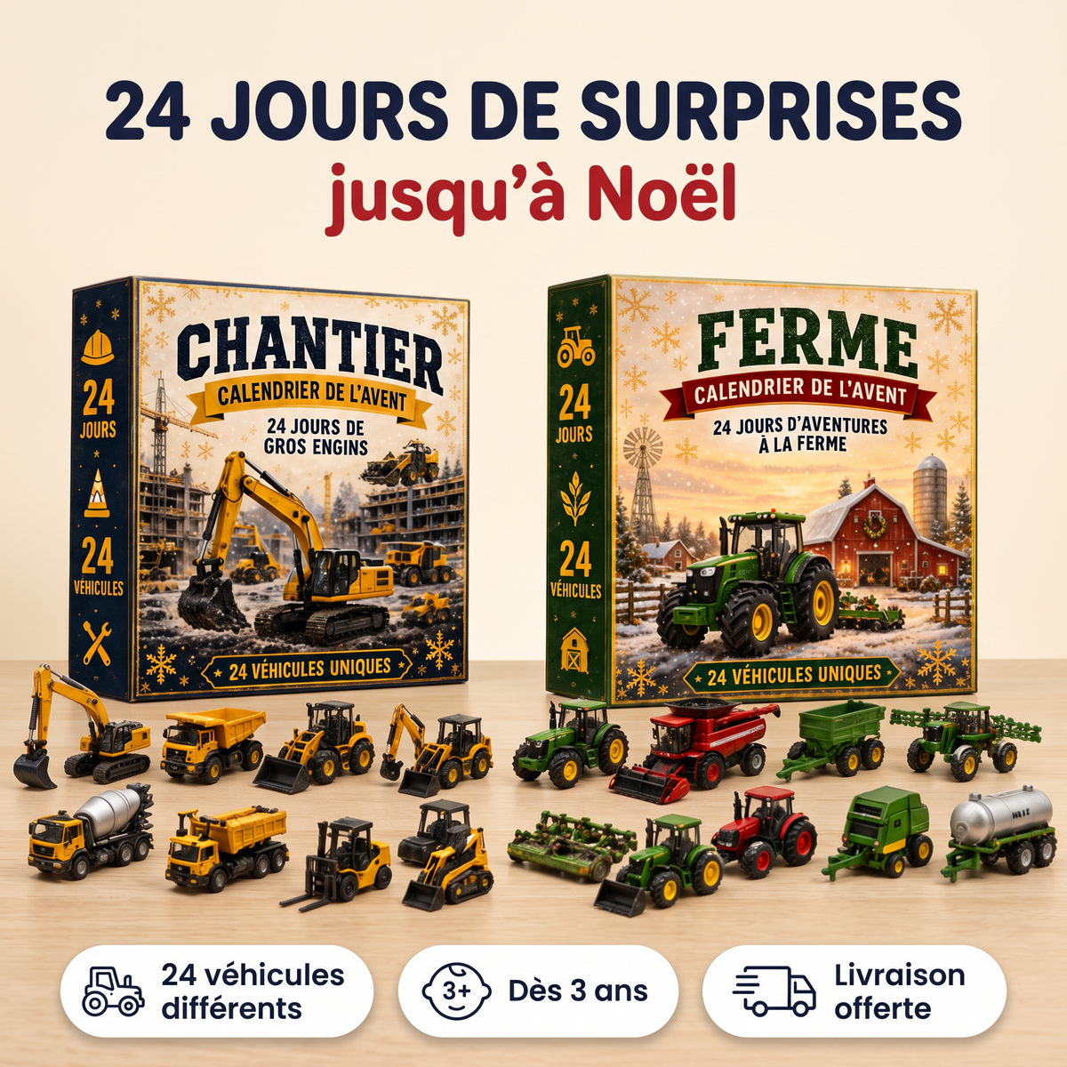 Calendrier de l'Avent de 24 véhicules miniatures