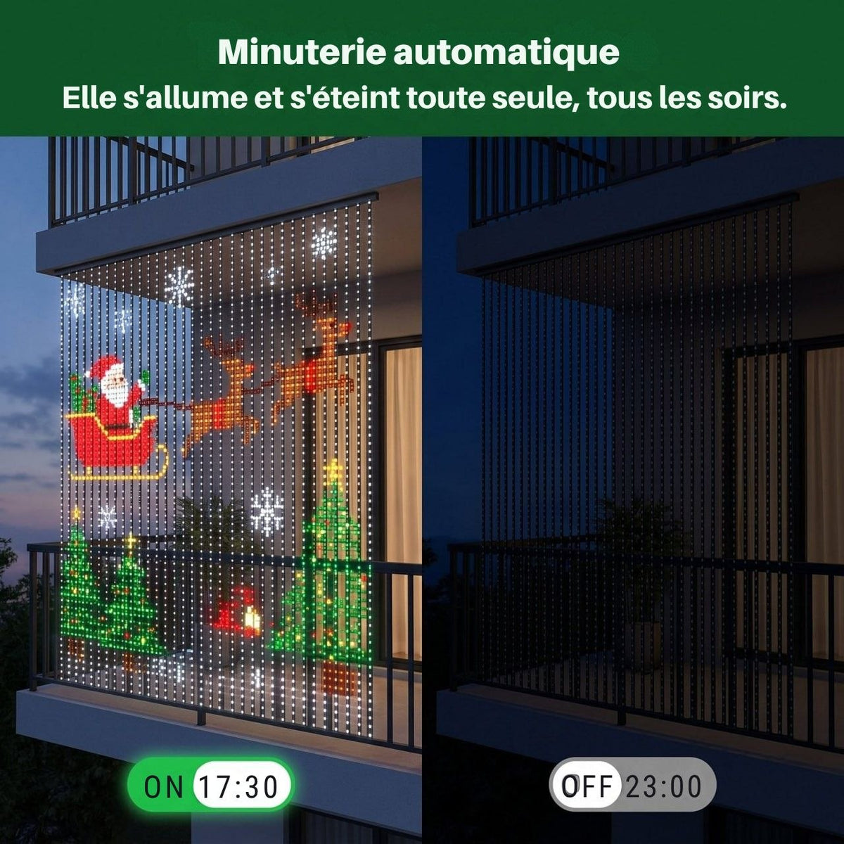 Festilume™ – Rideau lumineux LED animé de Noël